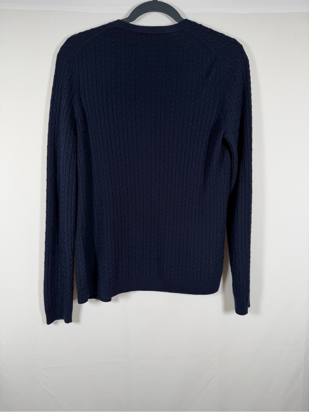 Brooks Brothers Navy Silk Cashmere Blend Cable Knit Button-Front Preppy Cardigan - Picture 7 of 8